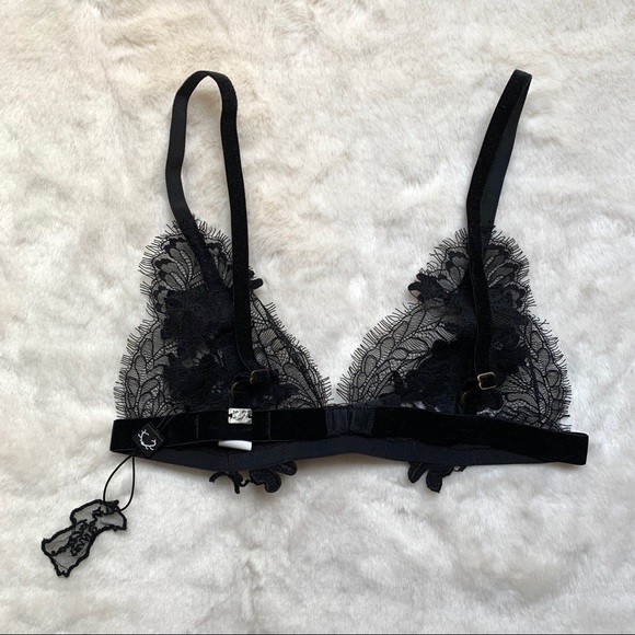 For Love & Lemons Flower Skivvies Blossom Bralette Black Size S NWT - Picture 11 of 14